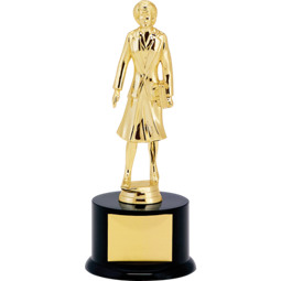 11" Black Acrylic Trophy with Female Saleswoman Figure