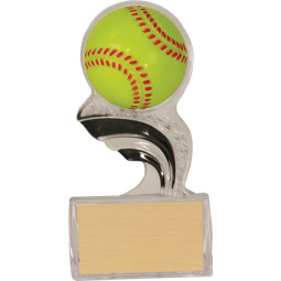 Softball Trophy - Clear Acrylic Trophy with 3-D Molded Softball