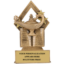 5 1/4" Antique Gold-Tone Diamond Trophy - Education