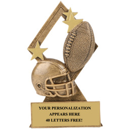 5 1/4" Antique Gold-Tone Diamond Trophy - Football