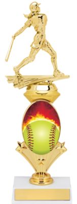 Girls Softball Trophy - Oval Riser Trophy with White Base | Dinn Trophy