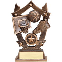 Antique Gold Tone Resin Basketball Trophy