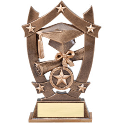 6 1/4" Antique Gold Tone Resin Graduate Trophy