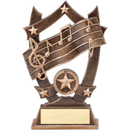 6 1/4" Antique Gold Tone Resin Music Trophy