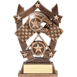 6 1/4" Antique Gold Tone Resin Racing Trophy