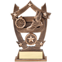 6 1/4" Antique Gold Tone Resin Track Trophy