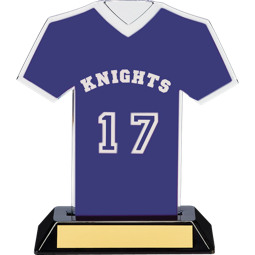 7" Blue Team Name and Number Jersey Shirt Trophy
