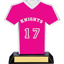 7" Pink Team Name and Number Jersey Shirt Trophy