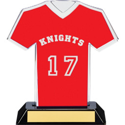 7" Red Team Name and Number Jersey Shirt Trophy