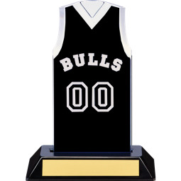 7 1/2" Black Team Name and Number Sleeveless Jersey Trophy