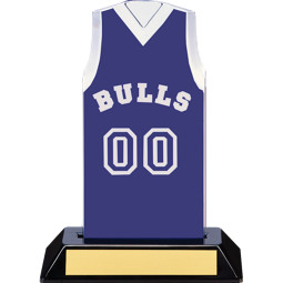 7 1/2" Blue Team Name and Number Sleeveless Jersey Trophy
