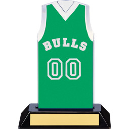 7 1/2" Green Team Name and Number Sleeveless Jersey Trophy