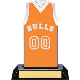 7 1/2" Orange Team Name and Number Sleeveless Jersey Trophy