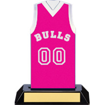 7 1/2" Pink Team Name and Number Sleeveless Jersey Trophy