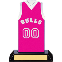 7 1/2" Pink Team Name and Number Sleeveless Jersey Trophy