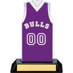 7 1/2" Purple Team Name and Number Sleeveless Jersey Trophy