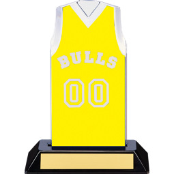 7 1/2" Yellow Team Name and Number Sleeveless Jersey Trophy