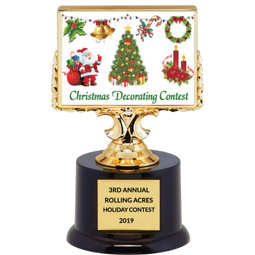 Christmas Decorating Contest Trophy - Black Acrylic Christmas Trophy