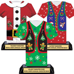 Set of 3 Trophies - Ugly Christmas Sweater Trophy Trio - Party In A Box!