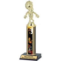 Zombie Halloween Trophy with Haunted House graphics