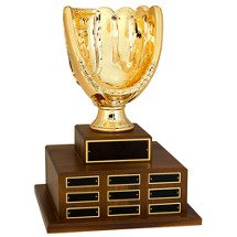 Baseball Glove Trophy - Life Size Baseball Glove Perpetual Award