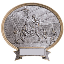 Basketball Pewter-tone Oval Resin Plaque - Female