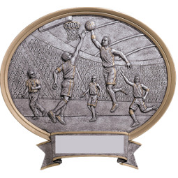 Basketball Pewter-tone Oval Resin Plaque - Male