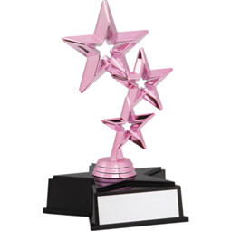 Dance Trophy - Pink Triple Star Dance Trophy with Star Base