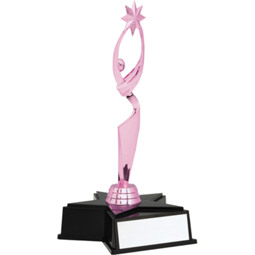 Dance Trophy - Pink Contemporary Star Trophy with Star Base