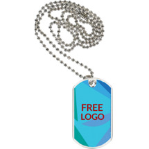 1 1/8 x 2" Free Logo Sports Tag with 24" Neck Chain