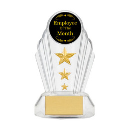 7" Silhouette Acrylic Triple Star Trophy | Employee Of The Month Trophy