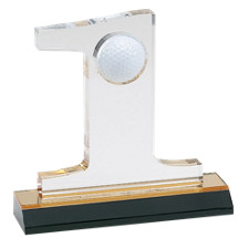7 1/2" Lucite Golf Display Trophy with Black Plate