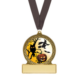 Halloween Medal - "Haunted Night" Halloween Medal with Free Black Neck Ribbon