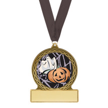 Halloween Medal - "Trick or Treat Ghost" Halloween Medal with Free Black Neck Ribbon