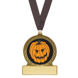 Halloween Medal - Pumpkin Halloween Medal with Free Neck Ribbon