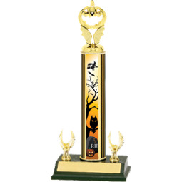 Halloween Trophy - Frightful Pumpkin Trophy with Haunted Evening Design - 2 Eagles