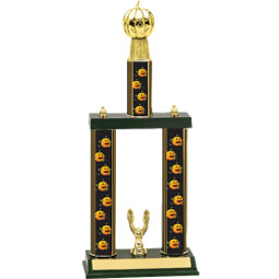Halloween Trophy - Pumpkin Trophy with Double Column Base