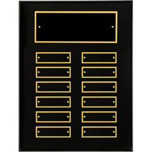 9 x 12" Black High Gloss Perpetual Plaque - 12 Nameplates