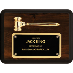 Gavel Plaque with Black Brass Shield Plate