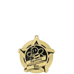 Spelling Bee Academic Star Medal with Free Neck Ribbon