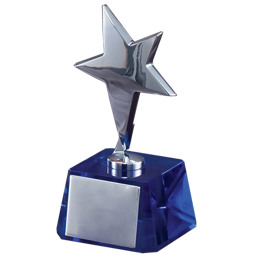 3 x 6" Silver Metal Star Trophy