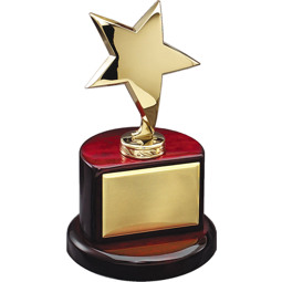 4 1/2 x 8" Gold Star Rosewood Trophy 