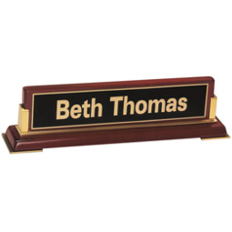 Rosewood Name Plate Placard with Black Brass Plate