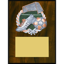 Soccer Plaque - Color Brushed Pewter-Tone Resin Cast Soccer