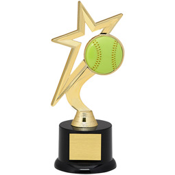 Softball Trophy - 9" Gold Star with Black Acrylic Base