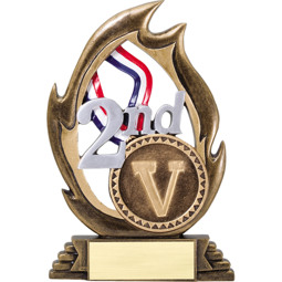 Second Place Resin Flame Cut-Out Trophy - 7 1/4"