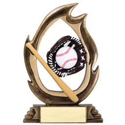 Baseball Resin Flame Cut-Out Trophy