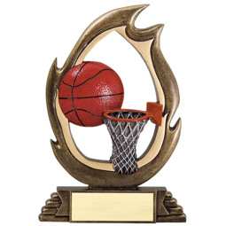 Basketball Resin Flame Cut-Out Trophy