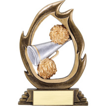 Cheer Resin Flame Cut-Out Trophy - 7 1/4"