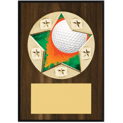 Golf Plaque - 5 x 7" Star Emblem Plaque